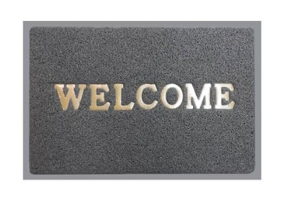 -พรมยางดักฝุ่น Welcome 40x60cm เทา DURA+