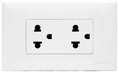 เต้ารับ 3 ขา 2 ช่อง พร้อมแผงหน้ากาก HACO IC-E20