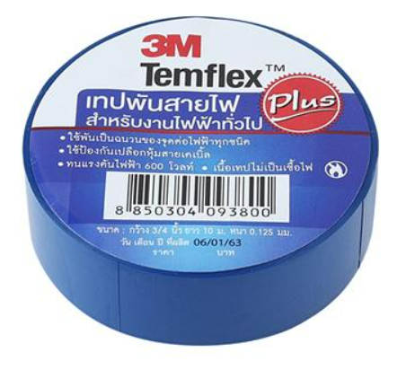 เทปพันสายไฟ เล็ก TEMFLEX 150 3M สีน้ำเงิน
