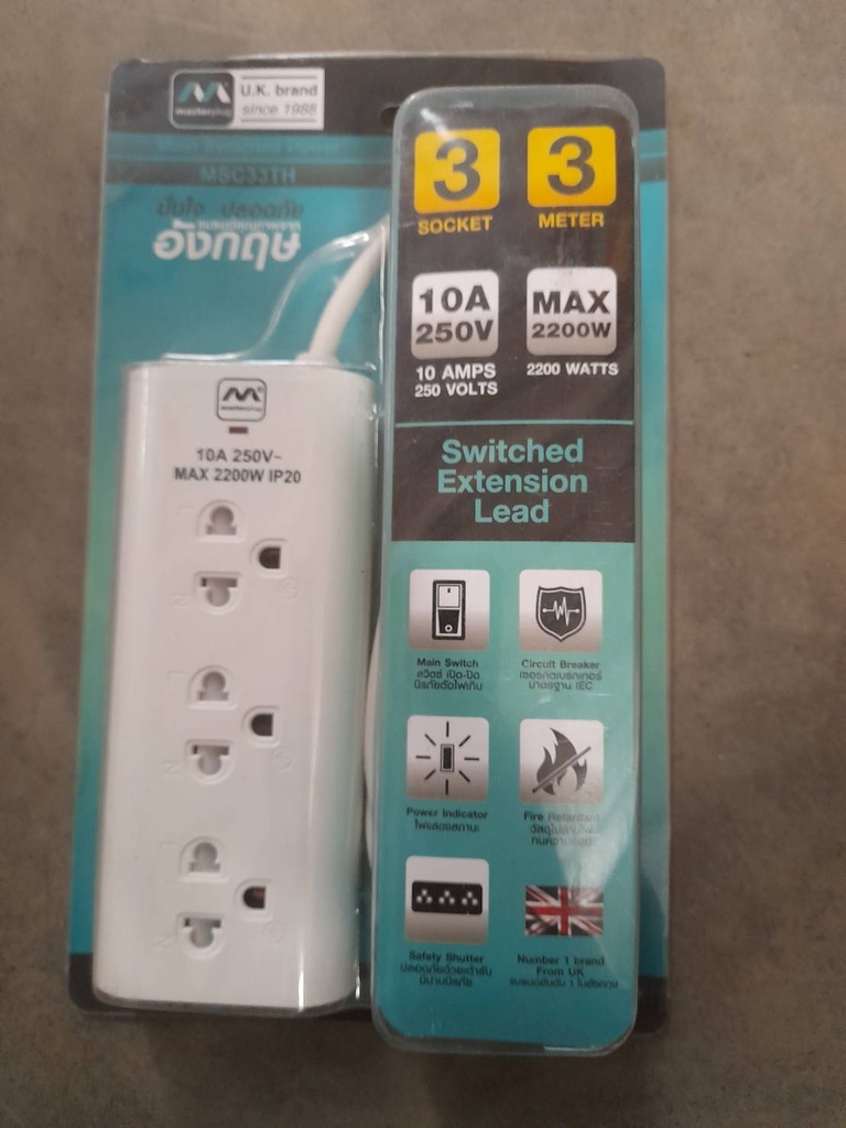 -ปลั๊กไฟ 3ช่อง1สวิทช์ 3M MSC33 MP+