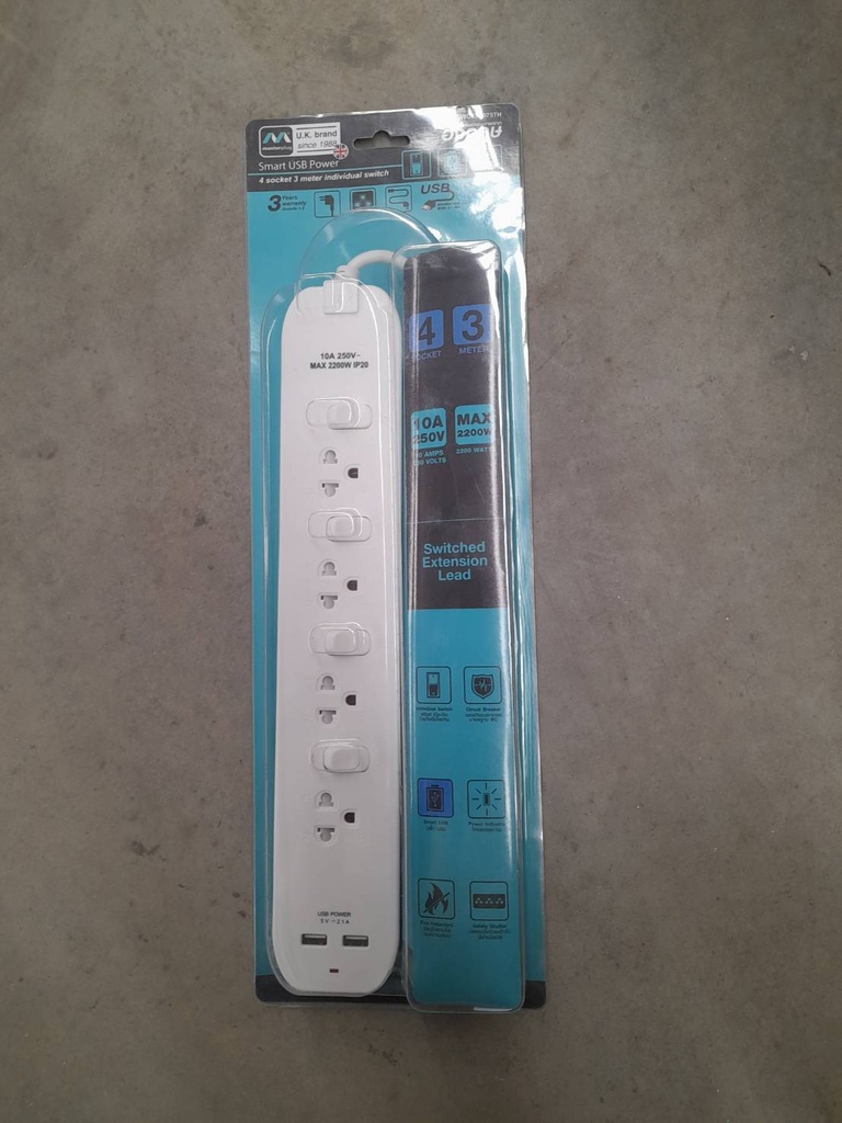 -ปลั๊กไฟ4ช่อง4สวิทช์3M 2USB SWC43U075 MP+
