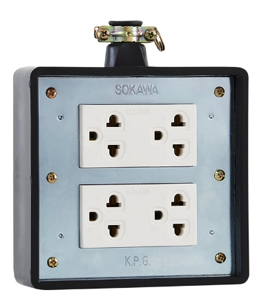 บล็อกยาง 4x4 พร้อมปลั๊กกราวด์คู่ S-115 SOKAWA