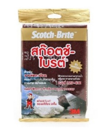 สก็อตไบรท์ 4.5"x6" #320-400 สีแดง 3M