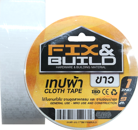 เทปผ้า ขาว 1.5"x9M FIX&BUILD+
