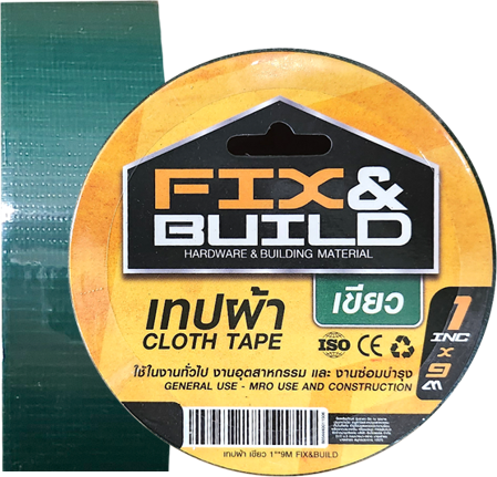 เทปผ้า เขียว 1"x9M FIX&BUILD+
