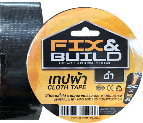 เทปผ้า ดำ 1.5"x9M FIX&BUILD+