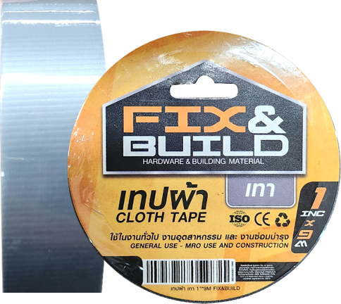 เทปผ้า เทา 1.5"x9M FIX&BUILD+