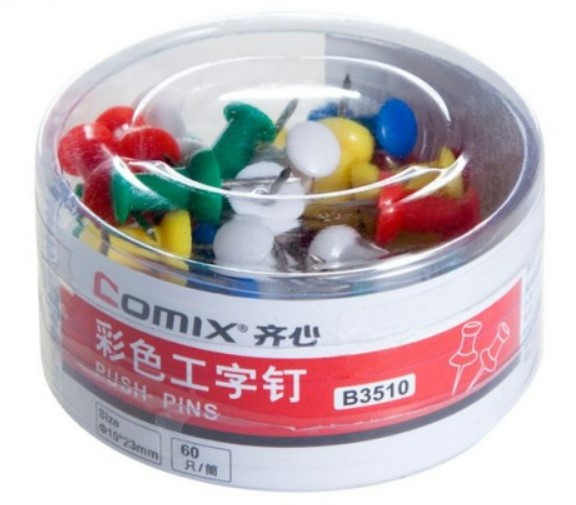 -เข็มหมุดหัวสี 60ตัว คละสี  B3510 COMIX+