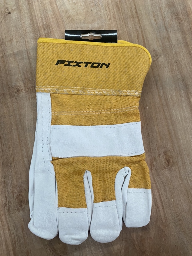 -ถุงมือหนังสั้น มีซับ ขอบผ้า FIXTON+