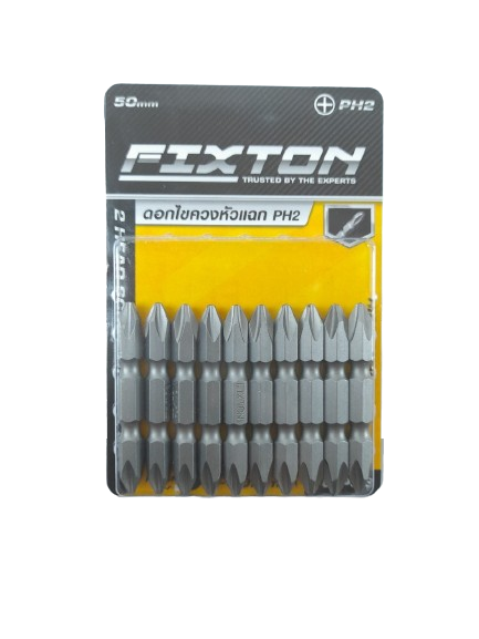 -ดอกไขควงลมแฉก PH2x50mm อย่างดี (PK10) FIXTON+