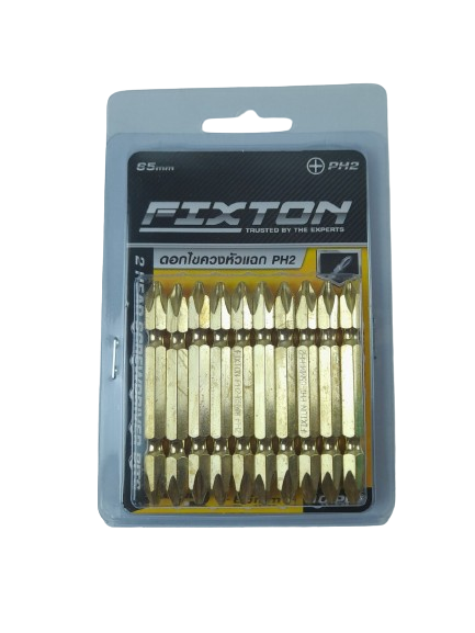 -ดอกไขควงลมแฉก PH2x65mm อย่างดี ทอง FIXTON+