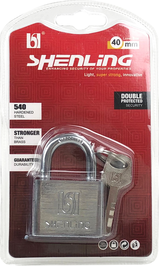 -แม่กุญแจเหลี่ยม หนาเงิน 40mm SHENLING=