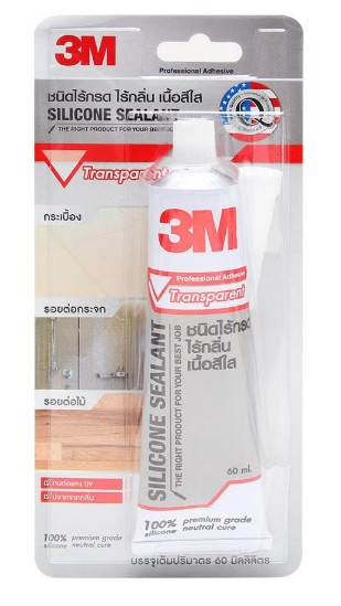 ซิลิโคนชนิดไร้กรดป้องกันกันเชื้อรา 60 มล. สีใส 3M