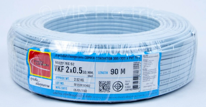 สายไฟอ่อน IEC 52 VKF 2x0.5 90ม. เทา TUW