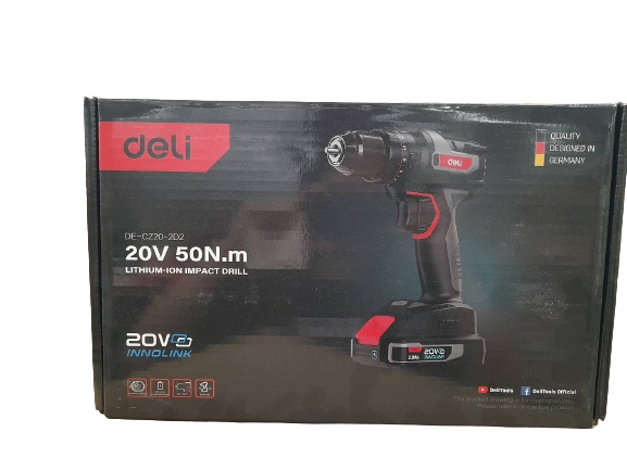 -สว่านไร้สายกระแทก 20V 50Nm DE-CZ20-2D2 DELI+