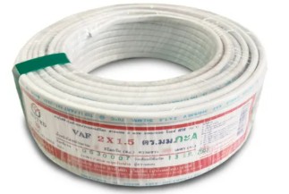 สายไฟคู่ VAF 2x1.5 sq.mm 100m. ขาว UNITED