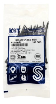 เคเบิ้ลไทร์ ET-100M-B ยาว 4" 2.5 สีดำ แพ็ค 100 ชิ้น KST