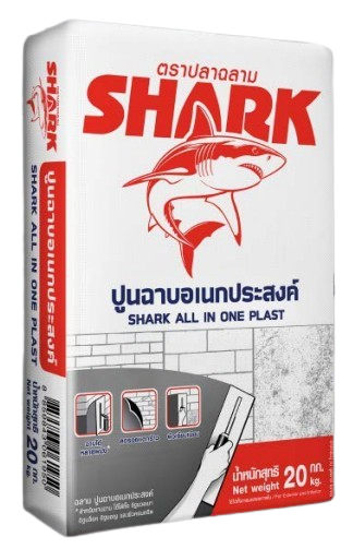 ปูนฉาบสำเร็จรูป ฉลาม ออลอินวัน พลาสท์ 20kg. สีเทา TOA