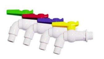 ก๊อกแฟนซี PVC 3/4" ตัวขาว ด้ามคละสี ตรามือ