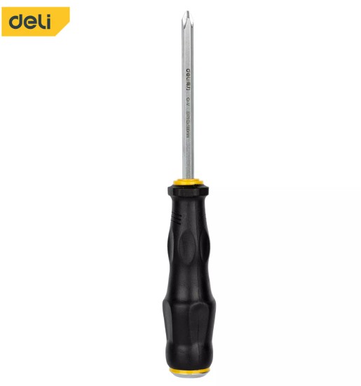 ไขควงปากแฉก PH2x100mm Cr-v EDL627004 ด้ามทะลุ DELI+