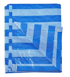 [1001074] ผ้าฟางพลาสติก 5x6M ฟ้าขาว Fix&Build