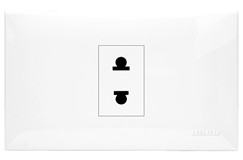 [1001413] -เต้ารับ 2 ขา 1 ช่อง พร้อมแผงหน้ากาก HACO IC-R10