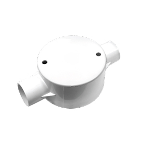 [1002165] NNJB-2/16 กล่องพักสายกลม 2 ทาง สีขาว สำหรับท่อตรง 16 มม. พร้อมแผ่นปิด และสกรู NANO