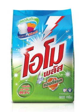 [1004085] ผงซักฟอก แอนตีแบต ป้องกันแบคทีเรีย 900 กรัม โอโมพลัส