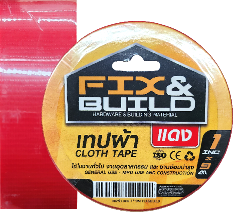 [1004212] เทปผ้า แดง 1"x9M FIX&BUILD+
