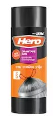 [1004537] -ถุงขยะแบบม้วน ขนาด 24x28" รุ่นมาตรฐาน มีหูรูด สีดำ HERO (ม้วน 20 ใบ)