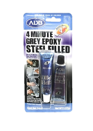 [1004868] กาวอีพ๊อกซี่ แห้งเร็ว 34ml สีเทา ADB