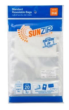 [1004872] -ถุงซิบอเนกประสงค์ 12*17ซม H4 SUNZIP