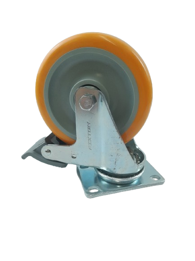 [1005421] ล้อยูริเทนเหลือง A21UBB 5" เบรคL/FIXTON+