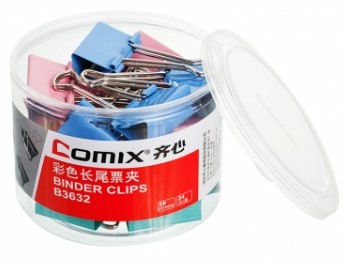 [1005231] คลิปหนีบกระดาษ 41mm B3632 คละสี COMIX+