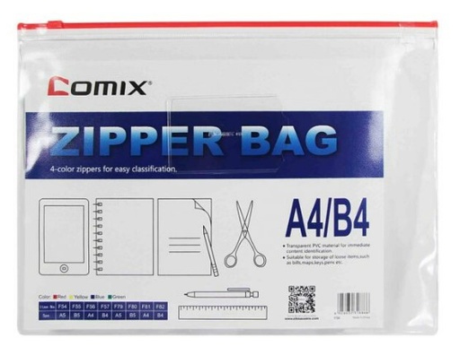[1005256] -CLEAR ZIP BAG F56-X - A4 COMIX+