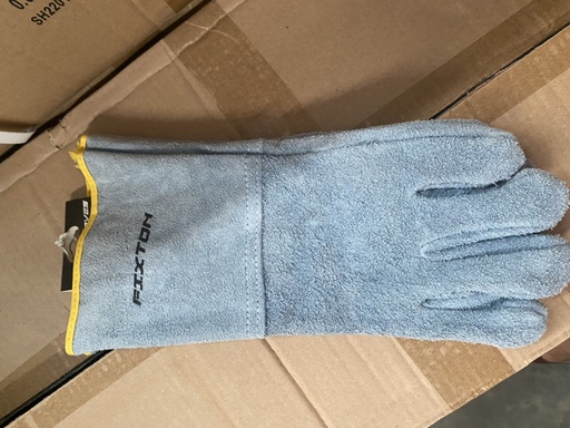 [1005342] -ถุงมือหนังกลับ ยาว ขอบเหลือง FIXTON+