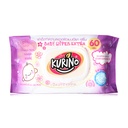 ทิชชู่เปียก สูตรธรรมดา 60 แผ่น เบบี้ไวพส์ สีม่วง คูริโนะ