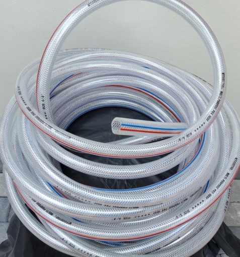 [1006595] สายยางเชือกถัก  5/8 20 ม. สีใส