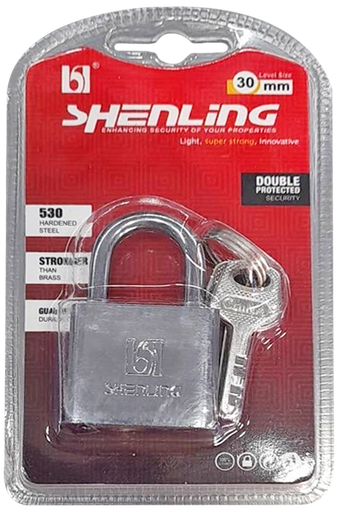[1006825] -แม่กุญแจเหลี่ยม หนาเงิน 30mm SHENLING=