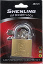 -แม่กุญแจชุบทองเหลือง 38mm SHENLING=