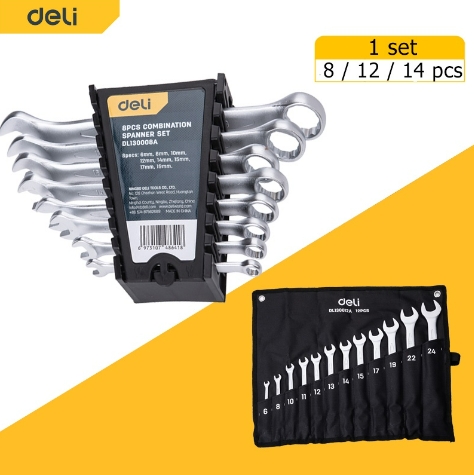 [1000581] ชุดประแจแหวนข้าง-ปากตาย 12 ชิ้น/ชุด EDL130012A DELI+