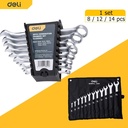 -ชุดประแจแหวนข้าง-ปากตาย 14 ชิ้น/ชุด 6-24mm EDL130014A DELI+