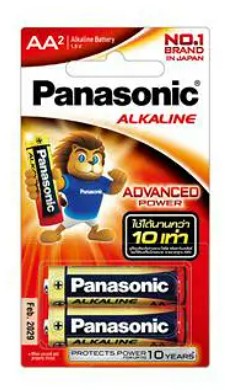[1008778] ถ่านอัลคาไลน์ AA LR6T/2B แพ็ค 2 ก้อน PANASONIC