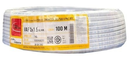 [1008961] สายไฟคู่ VAF 2x1.5 sq.mm 100m. ขาว TUW