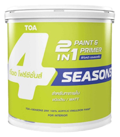 [1009202] สีน้ำภายใน ด้าน 4ss 2IN1 เบส B 2.5กล. TOA