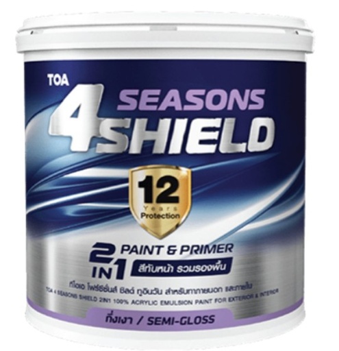 [1009273] สีทับหน้ารวมรองพื้นภายนอกและภายใน 4SS ชิลด์ 2IN1 กึ่งเงา เบสA 2.5กล. TOA
