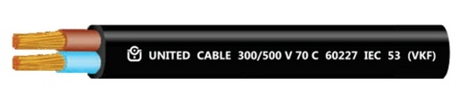 [1009362] สายไฟอ่อน IEC 52 VKF 2x0.5 100ม. ดำ UNITED (ตัดขายเป็นเมตร)