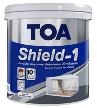 [1009410] สีน้ำทาฝ้าเพดาน ด้าน ชิลด์วัน #E999 5กล TOA