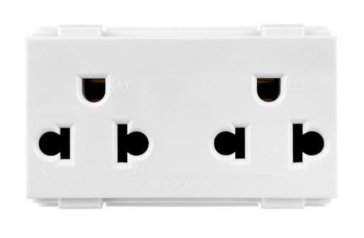 [1009814] เต้ารับคู่ 3 ขา มีกราวด์ แนวตั้ง 16A 250V TJ-W8416V2A HACO