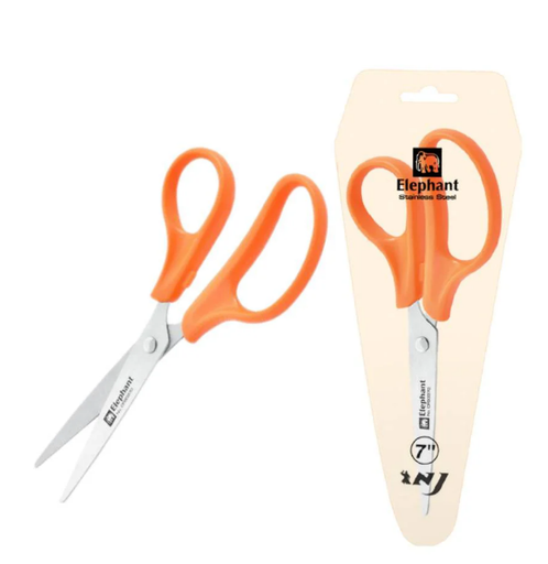 [1009862] กรรไกรด้ามพลาสติกปลายแหลม 7" OFB0370 ตราช้าง